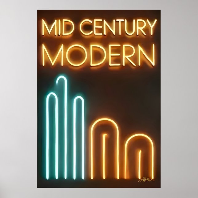 Mid Century Modern Art Neon Sign Design Poster (Vorne)