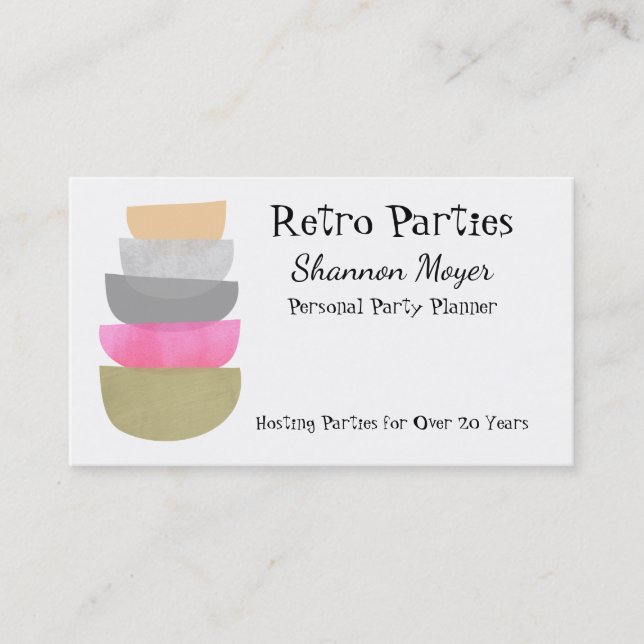 Mid Century Modern Art Pastors Party Event Planner Visitenkarte (Vorderseite)