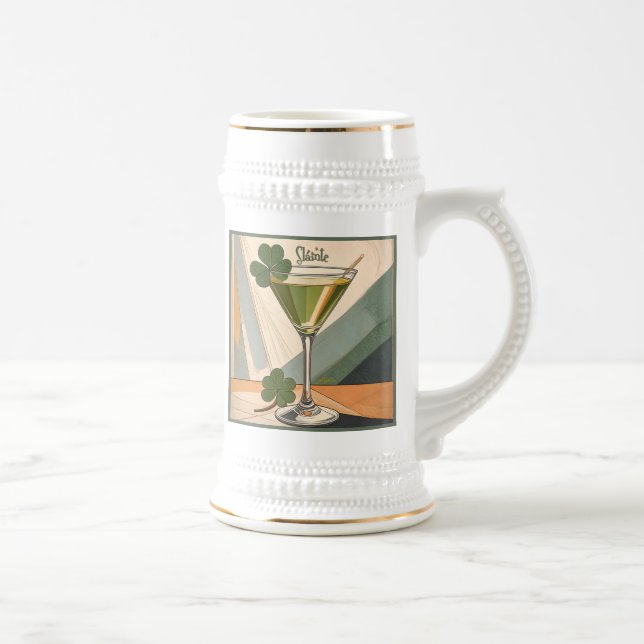 Mid Century Modern Art Shamrock Martini Sláinte!  Bierglas (Rechts)