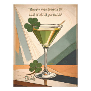 Mid Century Modern Art Shamrock Martini Sláinte!  Fotodruck
