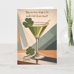 Mid Century Modern Art Shamrock Martini Sláinte!  Karte