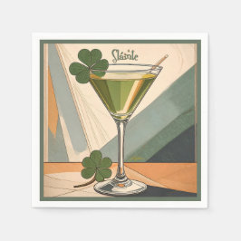 Mid Century Modern Art Shamrock Martini Sláinte!  Serviette