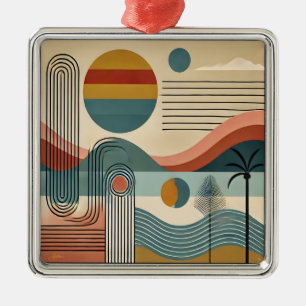 Mid Century Modern Art Strand Sonnenaufgang Ornament Aus Metall