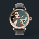 Mid Century Modern Art The Martini DIva Armbanduhr<br><div class="desc">Welcome to my Mid Century Fantasy World! Designs in this store are born of growing up in a Mid Century home complete with Martini loving parents.  Break out the cocktails.  Merging fact with fantasy within Mid Century Modern,  Jazz,  Retro Futuristic,  Atomic and Space Age Designs.</div>