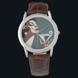 Mid Century Modern Art The Martini DIva Armbanduhr<br><div class="desc">Welcome to my Mid Century Fantasy World! Designs in this store are born of growing up in a Mid Century home complete with Martini loving parents.  Break out the cocktails.  Merging fact with fantasy within Mid Century Modern,  Jazz,  Retro Futuristic,  Atomic and Space Age Designs.</div>