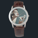 Mid Century Modern Art The Martini DIva Armbanduhr<br><div class="desc">Welcome to my Mid Century Fantasy World! Designs in this store are born of growing up in a Mid Century home complete with Martini loving parents.  Break out the cocktails.  Merging fact with fantasy within Mid Century Modern,  Jazz,  Retro Futuristic,  Atomic and Space Age Designs.</div>