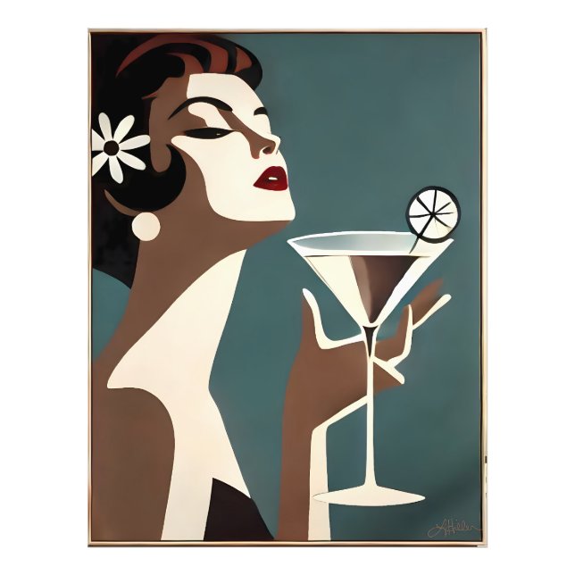 Mid Century Modern Art The Martini DIva Fotodruck (Vorne)