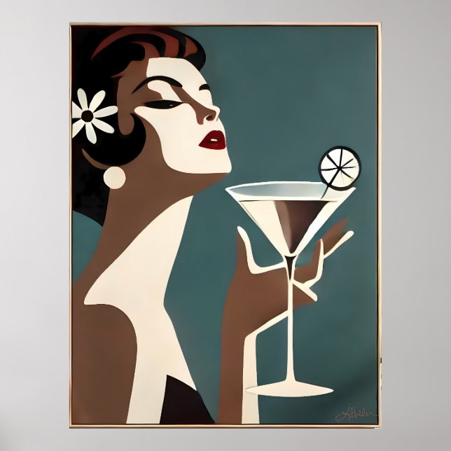 Mid Century Modern Art The Martini DIva Poster (Vorne)