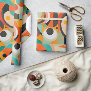 Mid Century Modern Art, verschiedene Farben, geome Geschenkpapier