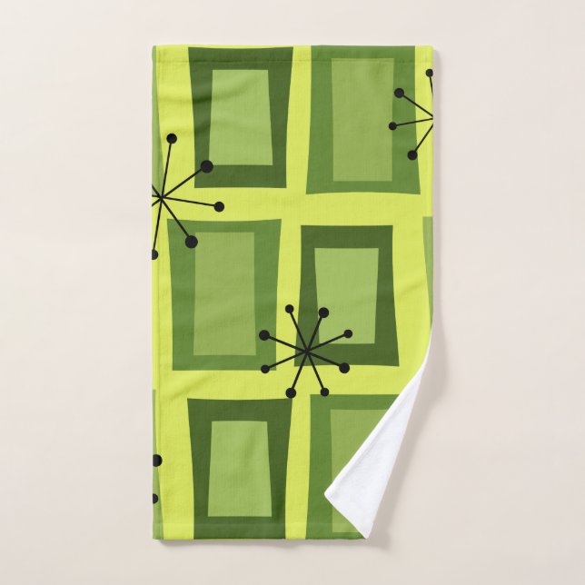 Mid Century Modern Art'Wonky Doors' Chartreuse Handtuch (Handtuch)