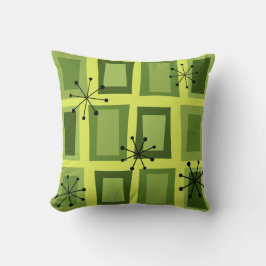 Mid Century Modern Art'Wonky Doors' Chartreuse Kissen