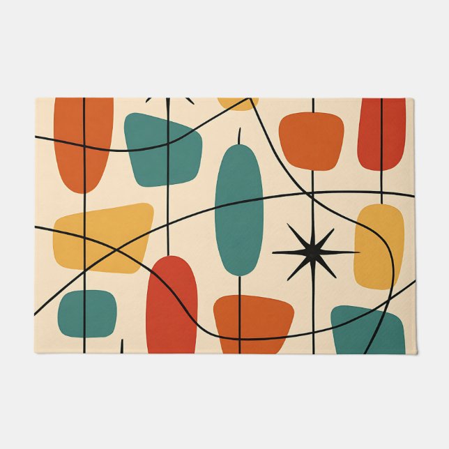 Mid Century Modern Atomic Abstrakt Fußmatte (Vorderseite)