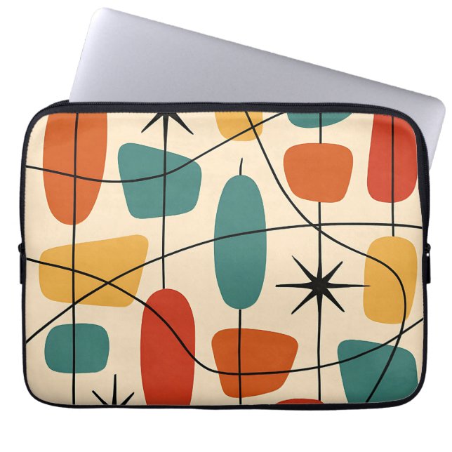 Mid Century Modern Atomic Abstrakt Laptopschutzhülle (Vorderseite)