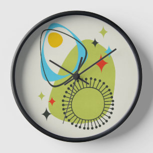 Mid Century Modern Atomic Age 14 Grün, Blau Uhr