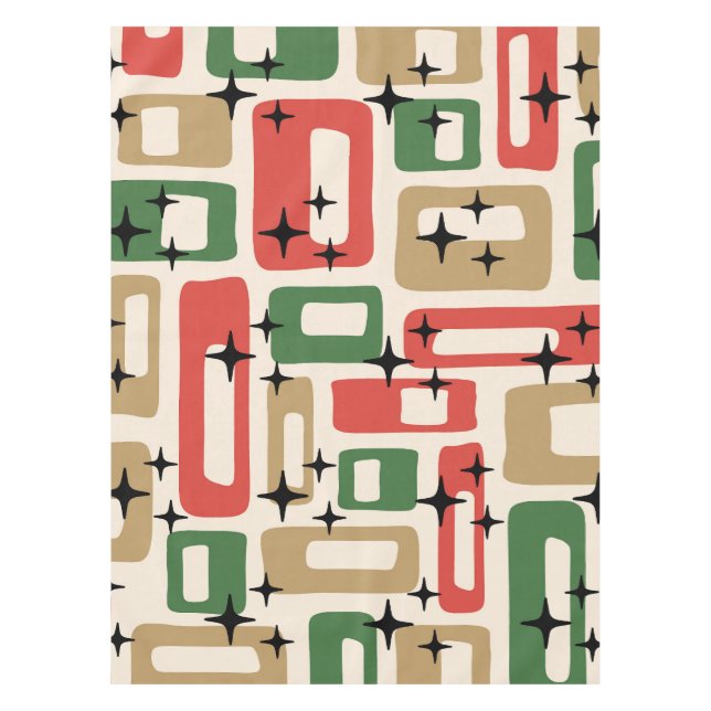 Mid Century Modern Atomic Christmas Tischdecke (Vorderseite)