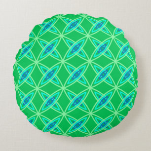 Mid Century Modern Atomic Druck - Jade Grün Rundes Kissen