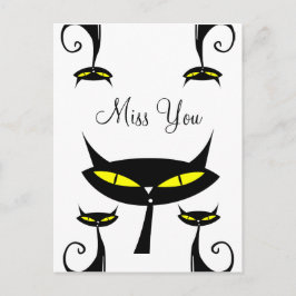 Mid Century Modern Atomic Schwarze Katze Fehlt dir Postkarte