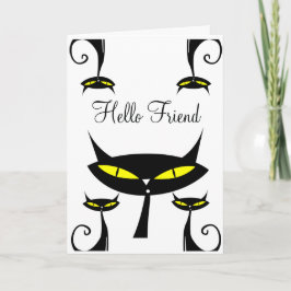 Mid Century Modern Atomic Schwarze Katze Hallo Fre Karte