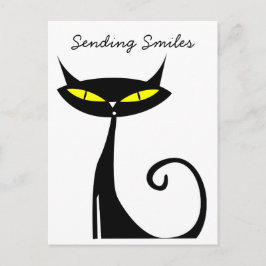 Mid Century Modern Atomic Schwarze Katze Sendet Lä Postkarte