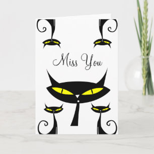 Mid Century Modern Atomic Schwarze Katze Vermisse  Karte