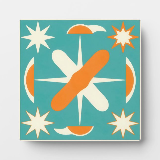 Mid Century Modern Atomic Starburst Fotoplatte (Vorderseite)