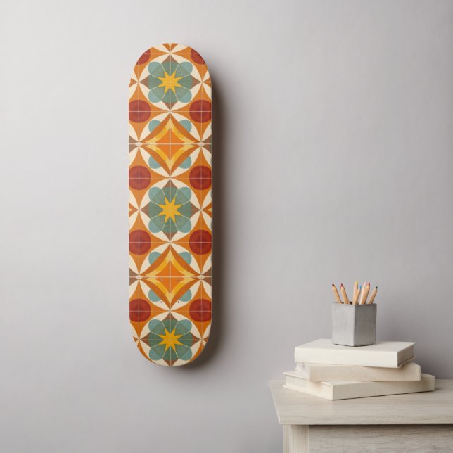 Mid Century Modern Atomic Starburst Pattern Skateboard (Wandkunst)