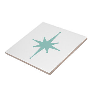 Mid Century Modern Atomic Starburst Türkis Türk Bl Fliese