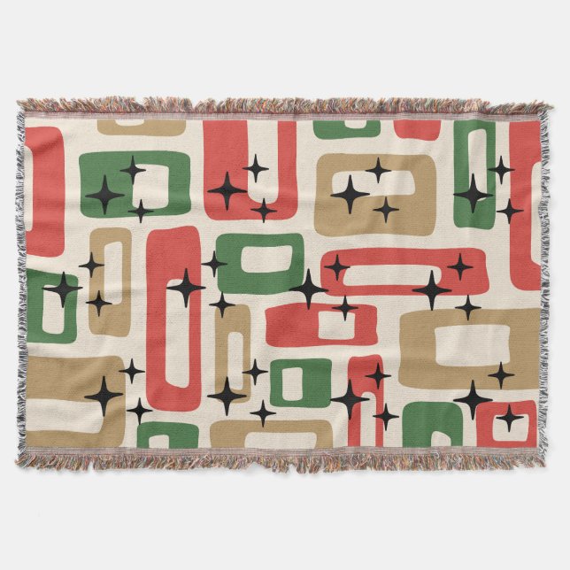 Mid Century Modern Atomic Weihnachten Decke (Vorderseite)