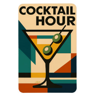 Mid Century Modern Bauhaus Cocktailstunde Martini Magnet
