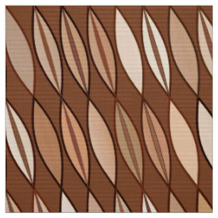 Mid Century Modern Blätter, Cocoa Braun und Beige Stoff