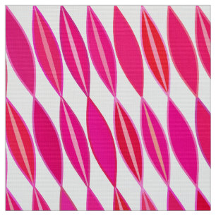Mid Century Modern Blätter, Korallenrosa und Weiß Stoff