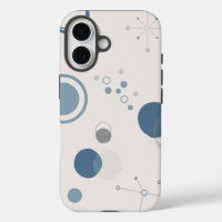 'Mid-Century Modern Blue Circles' iPhone 16 Tough