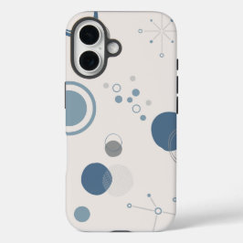 'Mid-Century Modern Blue Circles' iPhone 16 Tough  Hülle