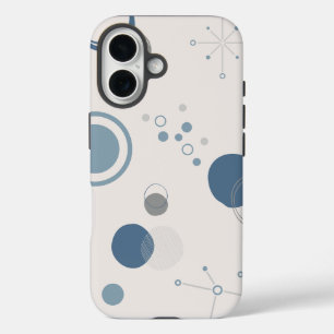 'Mid-Century Modern Blue Circles' iPhone 16 Tough Hülle