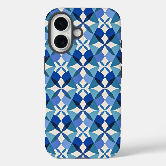 Mid-Century Modern Blue  iPhone 16 Hülle (Rückseite)
