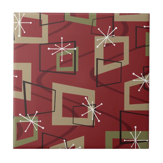 Mid Century Modern Bordeaux Fliese (Vorderseite)