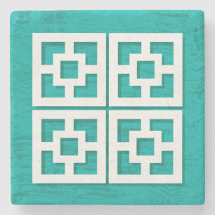 Mid Century Modern Breeze Blocks Aqua Untersetzer