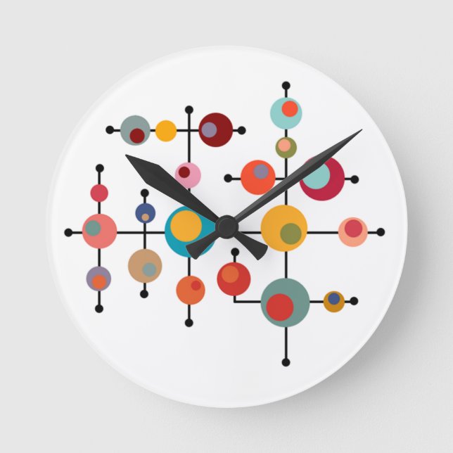 Mid-Century Modern Bubbles Runde Wanduhr (Vorderseite)