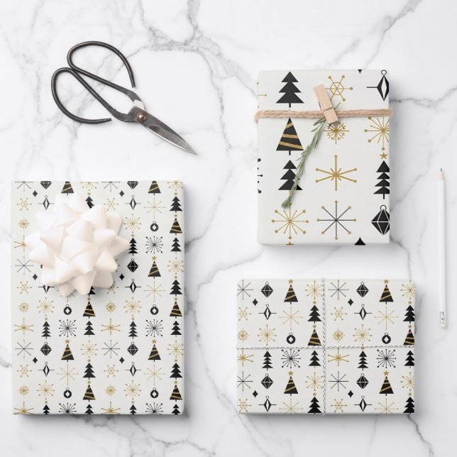 Mid Century Modern Christmas Icons Geschenkpapier Set (Vorderseite)