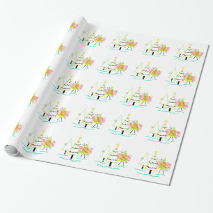 MID CENTURY MODERN CHRISTMAS TRETRO GESCHENKPAPIER