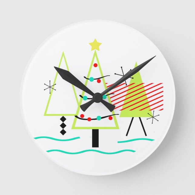 MID CENTURY MODERN CHRISTMAS TRETRO RUNDE WANDUHR (Vorderseite)