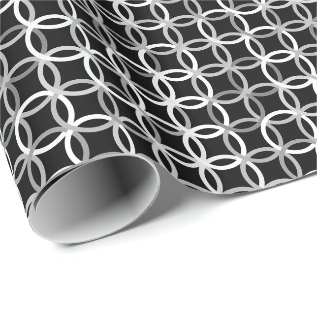 Mid-Century Modern circles, Black, White and Grey Geschenkpapier (Rolleneckpunkt)