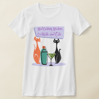Mid Century Modern Cocktails & Katzen T-Shirt