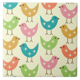 Mid Century Modern Colorful Atomic Birds Pattern  Fliese