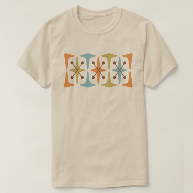 Mid Century Modern Cosmic Starburst Design T-Shirt (Design vorne)