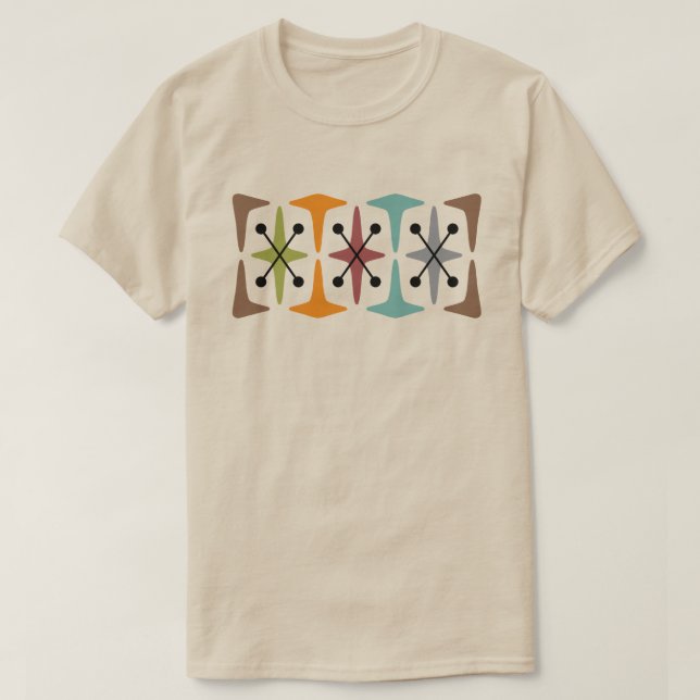 Mid Century Modern Cosmic Starburst Design T-Shirt (Design vorne)