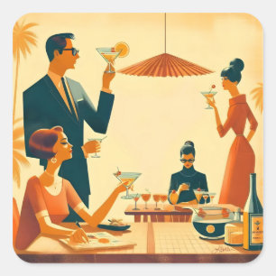 Mid Century Modern Der Martini Cocktail Kritiker Quadratischer Aufkleber