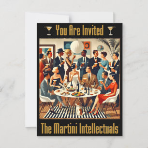 Mid Century Modern Die Martini-Intellektuellen Postkarte