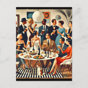 Mid Century Modern Die Martini-Intellektuellen  Postkarte