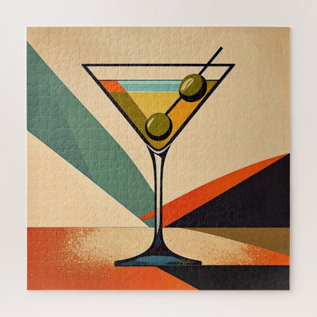 Mid Century Modern Farbblock Martini Kunst (Vertikal)